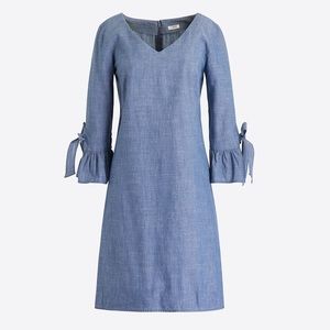 NWT J Crew Chambray Tie Sleeve Dress Size 8